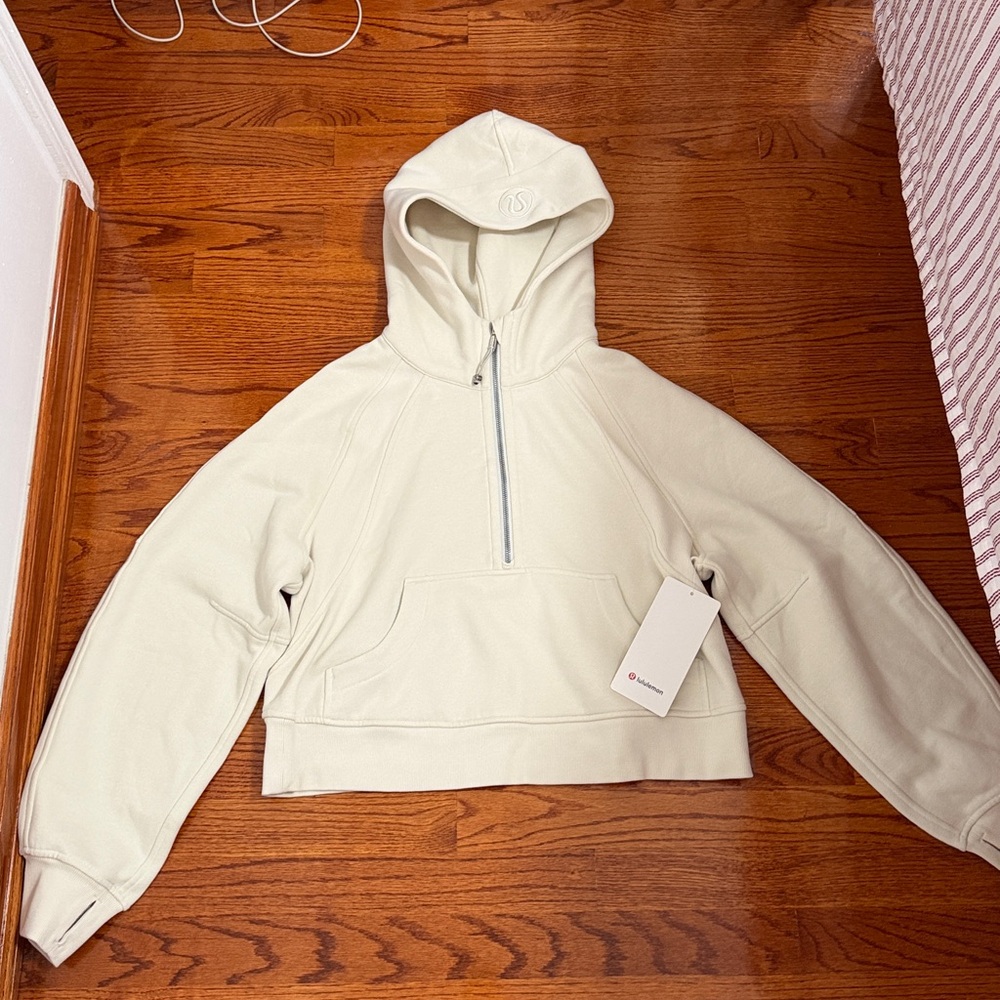 Scuba Oversized Half-Zip Hoodie in Color Bone/Cream - Picture 4 of 6